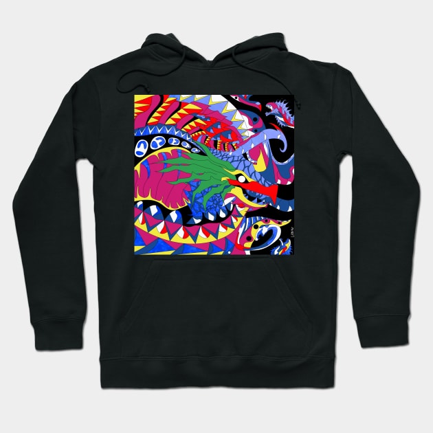 the monster of the ocean in ecopop pattern Hoodie by jorge_lebeau